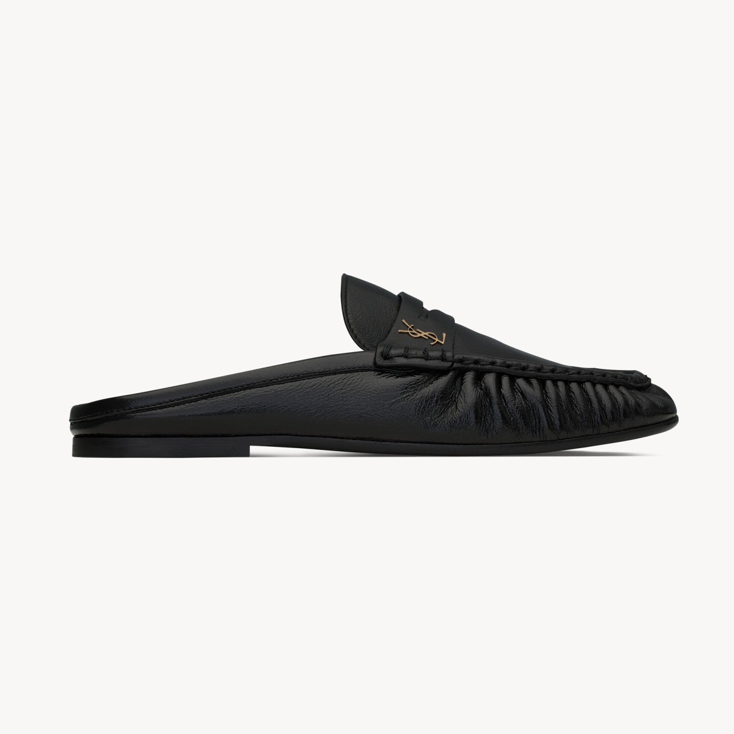 Saint Laurent LE LOAFER Women's Fashion Casual Round Toe Slip On Half Slip On Logo Leather Loafer Mule Shoes #78444
