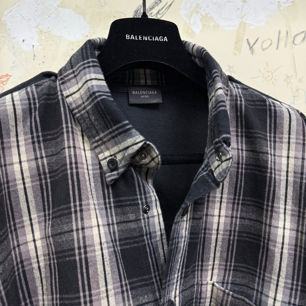 Balenciaga Men's Hybrid Overshirt in Blackgrey #333811