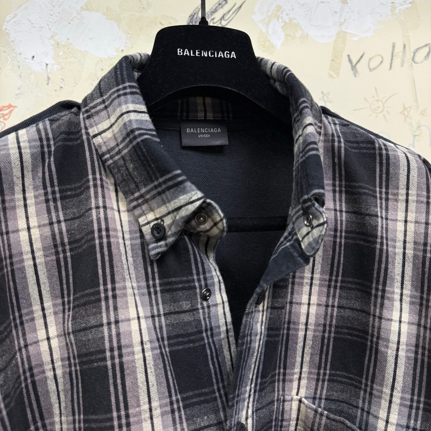 Balenciaga Men's Hybrid Overshirt in Blackgrey #333811