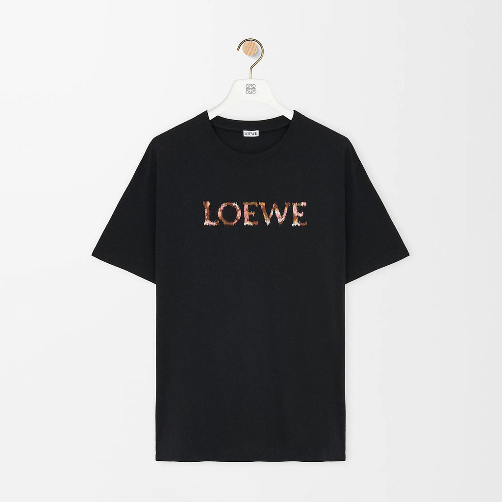 Loewe Men's And Women's Summer Embroidered Letter Print Round Neck Cotton Short Sleeved T-shirt #77249