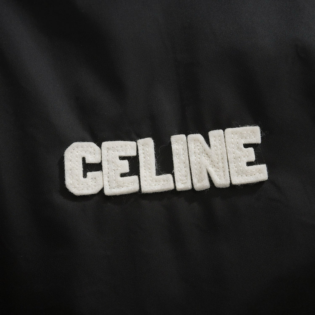 Celine Men's Spring/Fall Logo Single-Breasted Solid-Color Striped Collar Casual Loose-Fit Baseball Jacket Long-Sleeve Cotton Jacket #81534