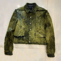 Rick Owens Men's spring and fall trend of high street retro yellow-green plush cowhide jacket lapel single-breasted casual jacket Ngvp #8247