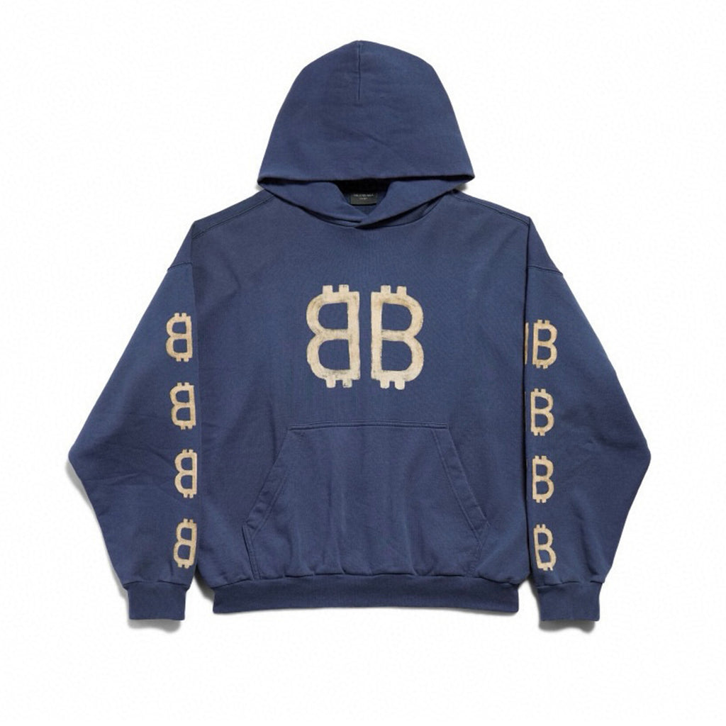 Balenciaga Men's Spring And Autumn Bitcoin Printed Logo Hooded Sweatshirt Fashion High Street Trend Long Sleeve Top Pullover Hoodies Ngvp #8692