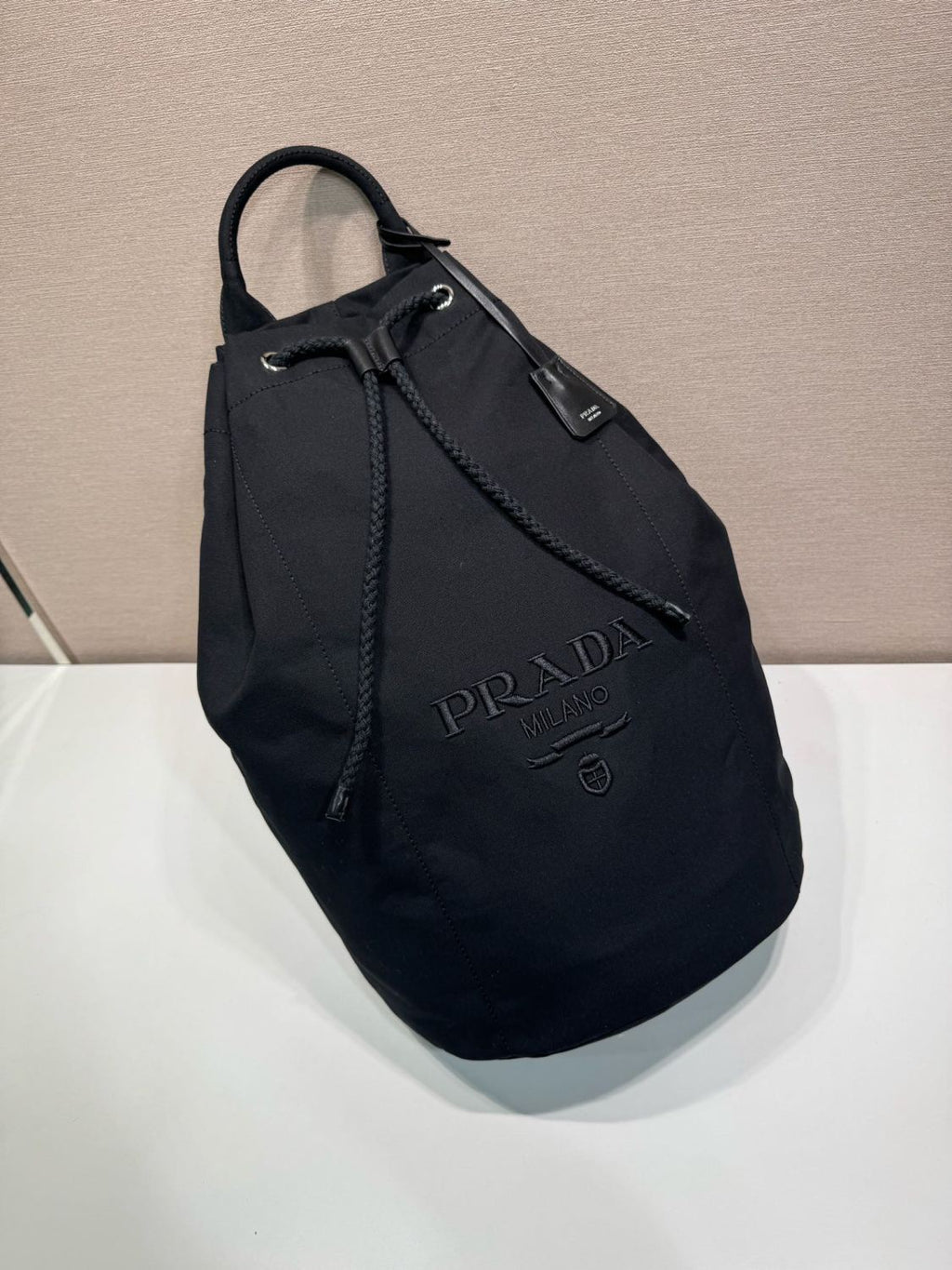 Prada Linen-blend Canvas Drawstring Travel Bag For Men Autumn/winter Fashion Trend Large Capacity Stylish Backpack Bags  2VY011_2CYA_F0216_V_OOO #81994A