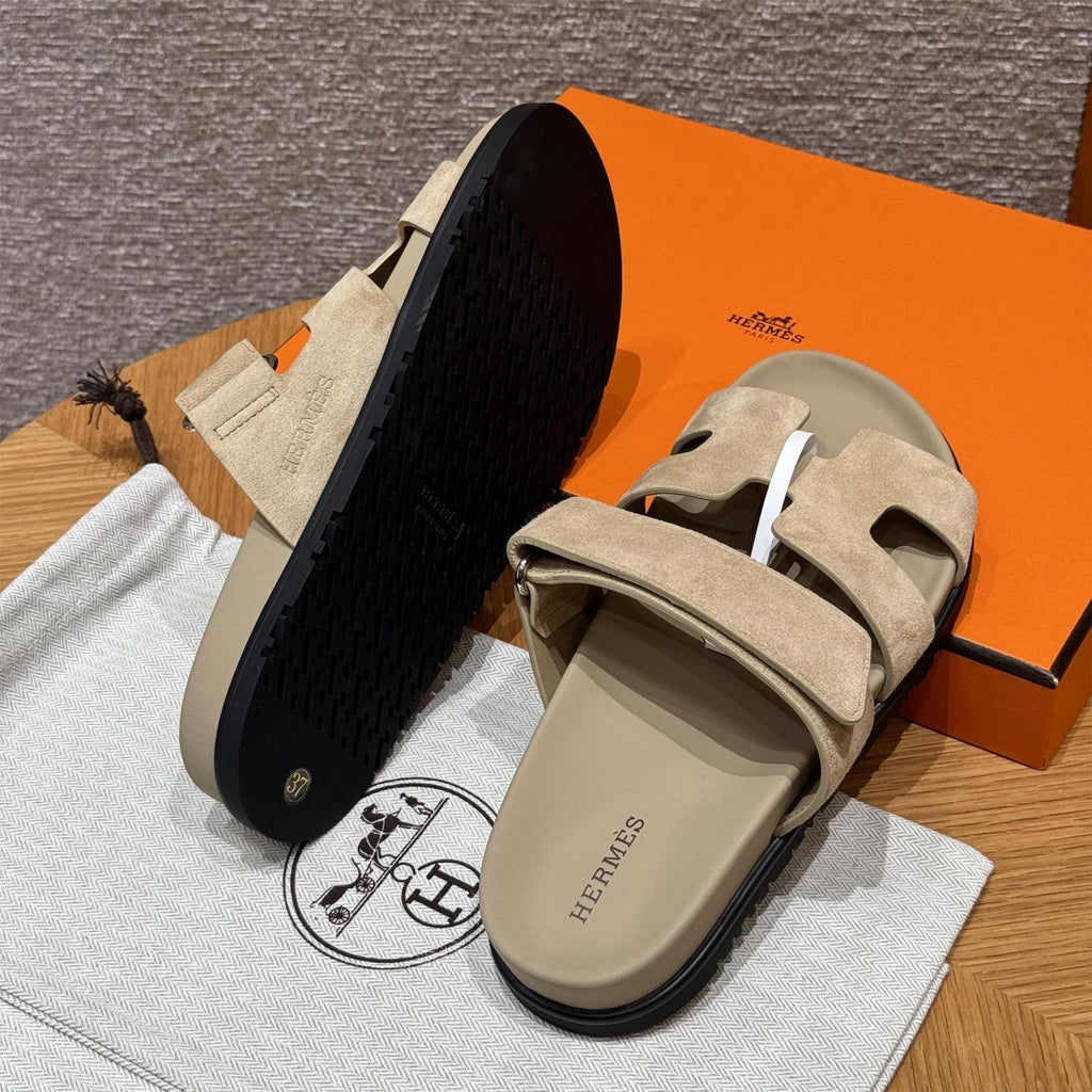 Hermes Women's Autumn and Winter Pure Color Suede Leather Casual Fashion Sandal Mop Shoes #77294