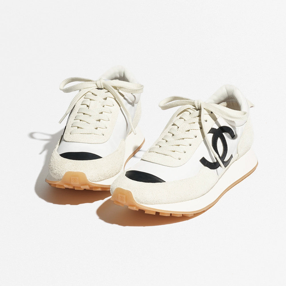 Chanel Sneakers Fabric & Suede Calfskin White & Black #377666