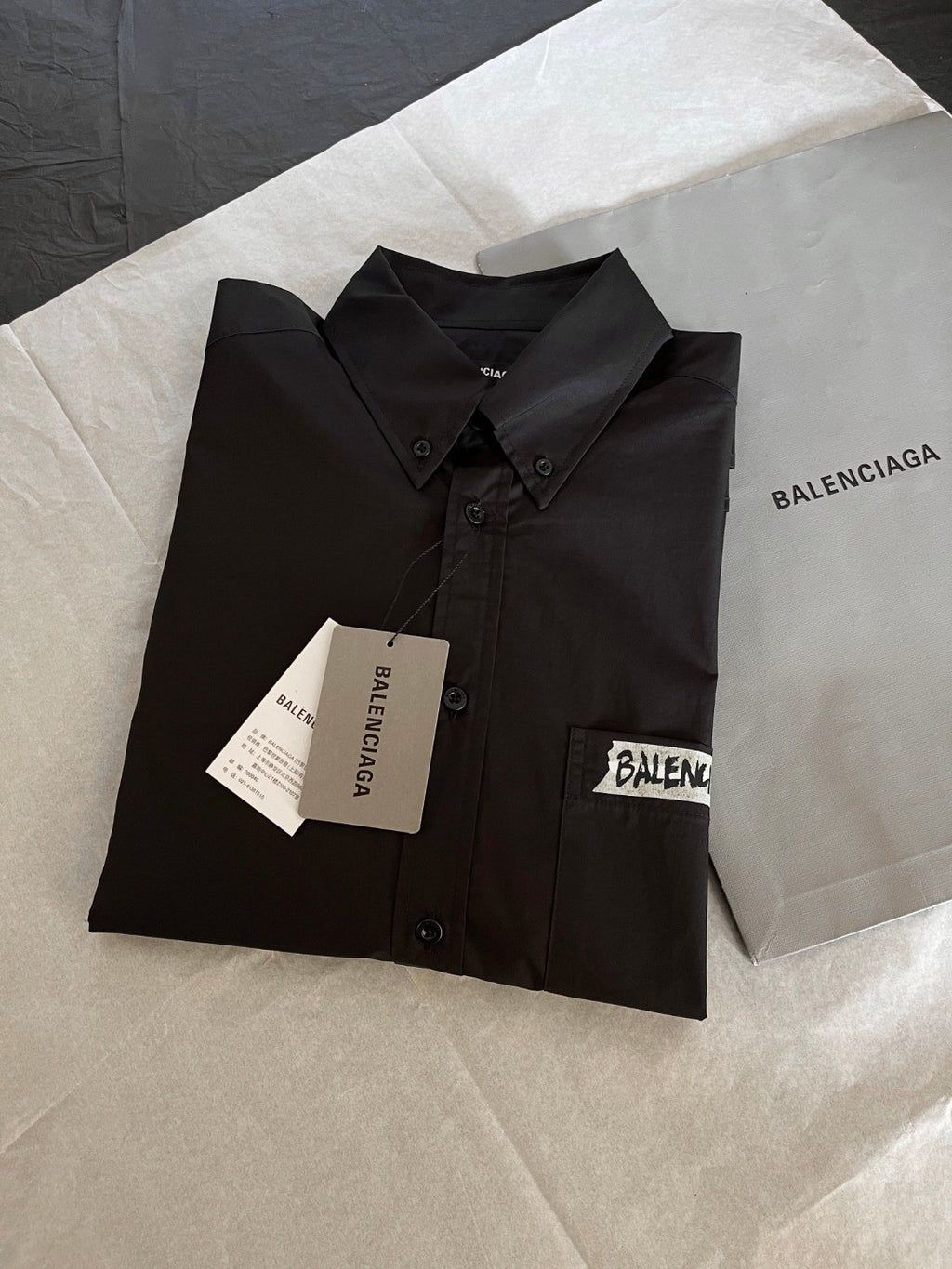 Balenciaga Men's Masking Tape Long Sleeve Shirt Large Fit in Black #337143