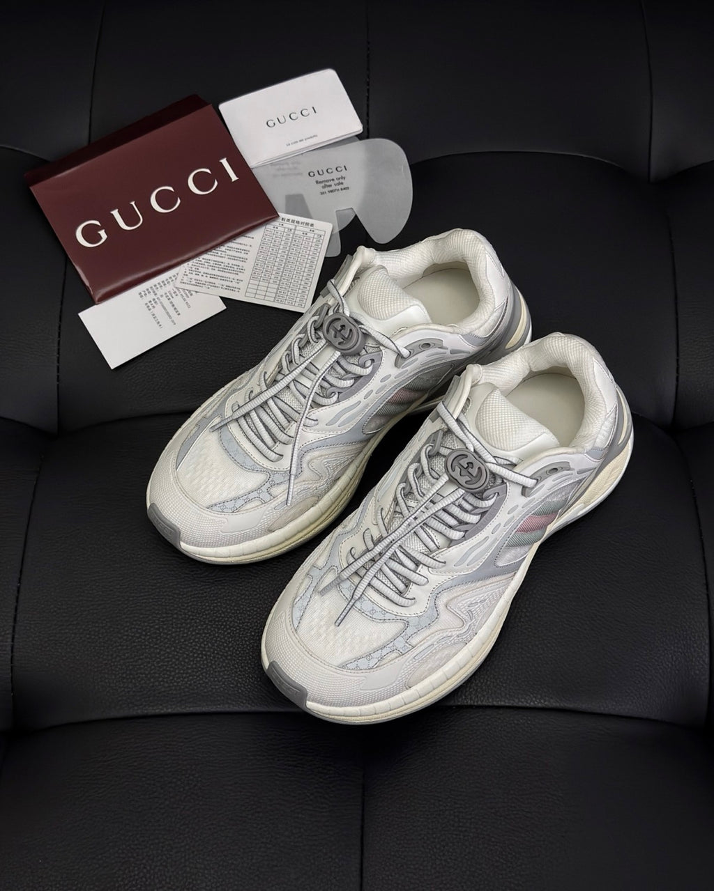 Gucci 2.0 Men's and Women's Mesh Leather Round Toe Drawstring Low Top Sneakers Shoes #77124