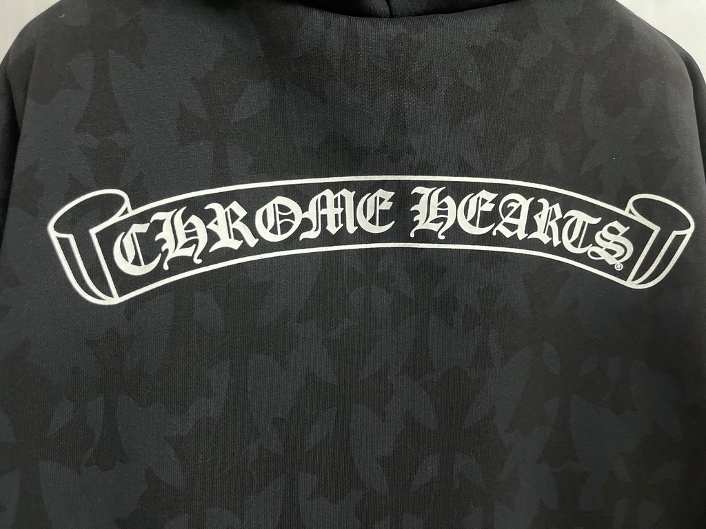 Chrome Hearts Men's Spring and Fall Black Logo Printed Zipper Long Sleeve Hooded Jacket #73992
