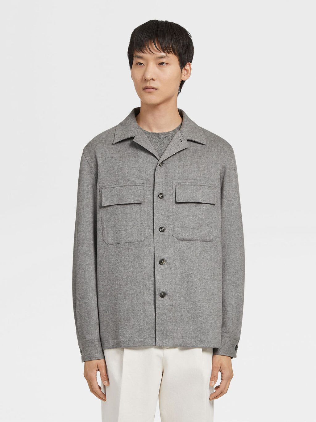 Ermenegildo Zegna Oasi Cashmere Alba Shirt Jacket Men's Luxury Solid Color Temperament Wool Shirt Fashion Casual Lapel Single Breasted Shirt Jacket Ngvp #2493