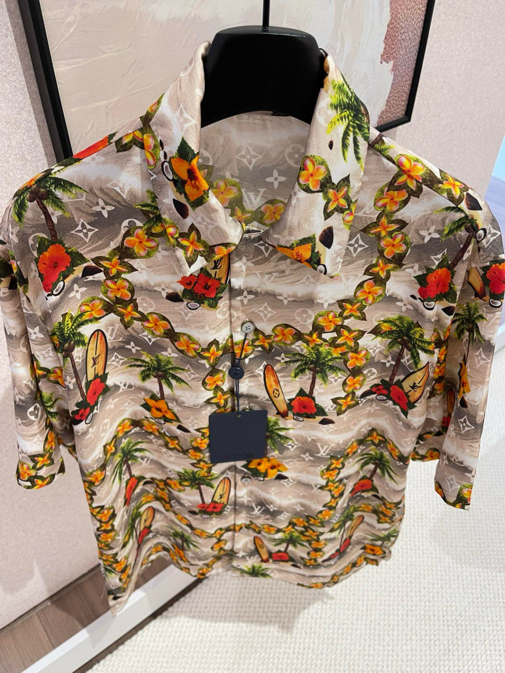 Louis Vuitton Men's Summer Floral Beach Print Single Breasted Short Sleeve Shirt Elasticated Waist Shorts Set Suit #72421