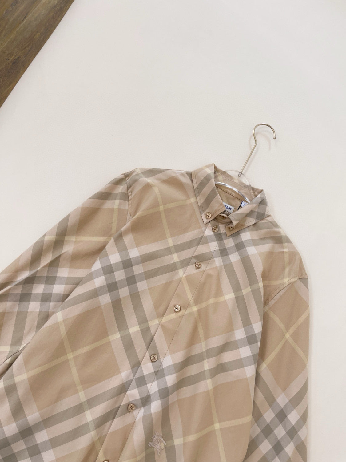 Burberry Men's and Women's Spring/Autumn Check Print Flip Lapel Single Breasted Long Sleeve Shirt #99158