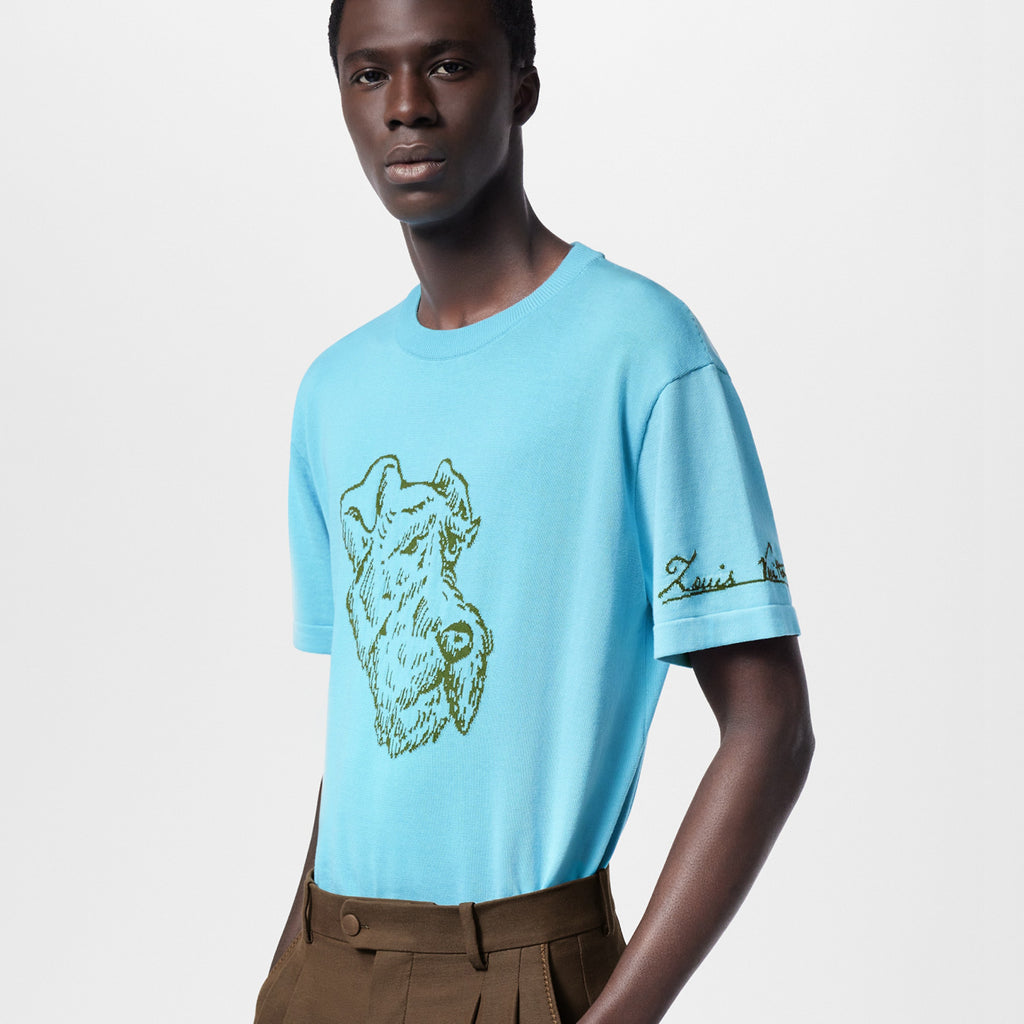 Louis Vuitton Men's Summer Embroidery Pattern Print Round Neck Cotton Short Sleeve T-Shirt #99343