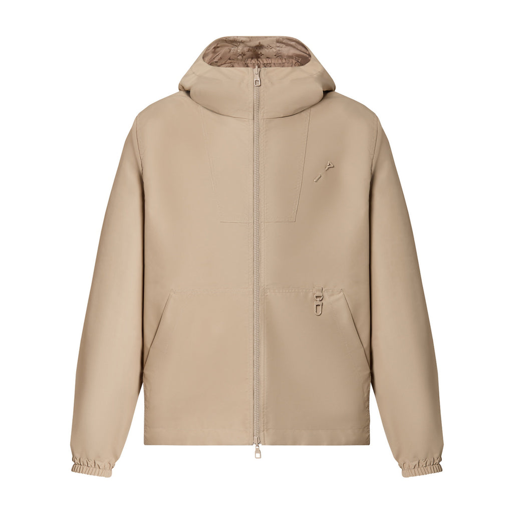 Louis Vuitton Monogram Reversible Nylon Windbreaker Men's Spring and Autumn Solid Color Logo Full Print Reversible Long Sleeve Zipper Jacket #98178