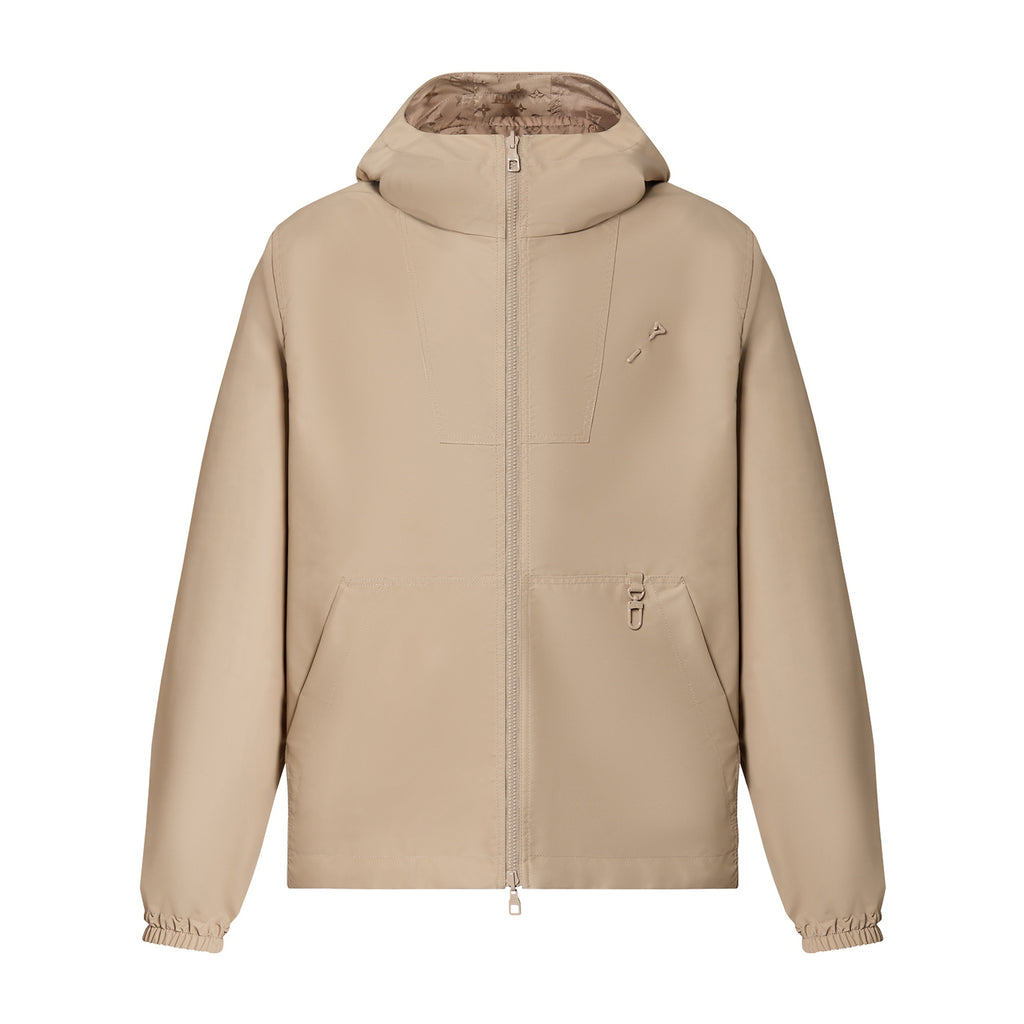 Louis Vuitton Monogram Reversible Nylon Windbreaker Men's Spring and Autumn Solid Color Logo Full Print Reversible Long Sleeve Zipper Jacket #98178