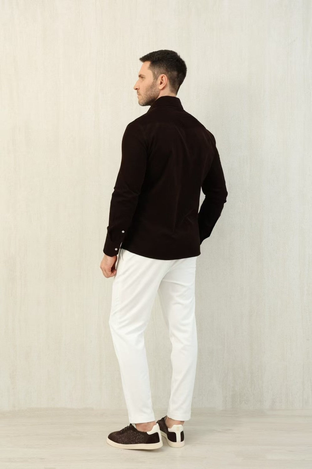 Brunello Cucinelli Men's Spring And Fall Cotton Lapel Solid Color Single-Breasted Chest Pocket Long Sleeve Fitted Shirt Ngvp #1557