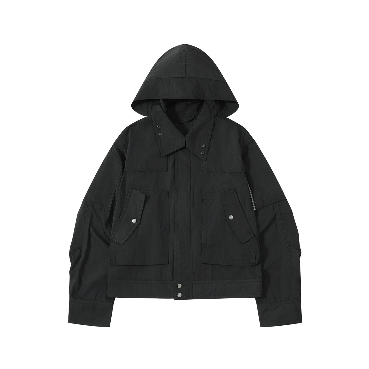 DRIES VAN NOTEEN Men's Fall/Winter Waterproof Coating Anti-static Quilted Cotton Sandwich Hooded Zipper Bomber Long Sleeve Jacket Men's Black #332176