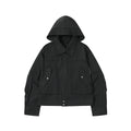 DRIES VAN NOTEEN Men's Fall/Winter Waterproof Coating Anti-static Quilted Cotton Sandwich Hooded Zipper Bomber Long Sleeve Jacket Men's Black #332176