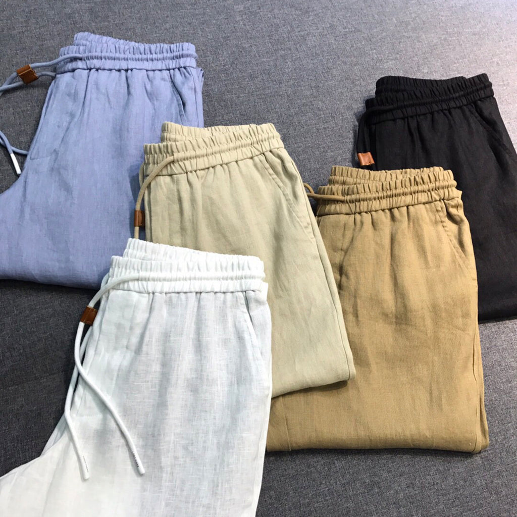 Loro Piana Men's Spring And Summer Solid Colour Drawstring Fashion Pants Loose Straight Comfortable Cotton Thin Suit Trousers Ngvp #1472