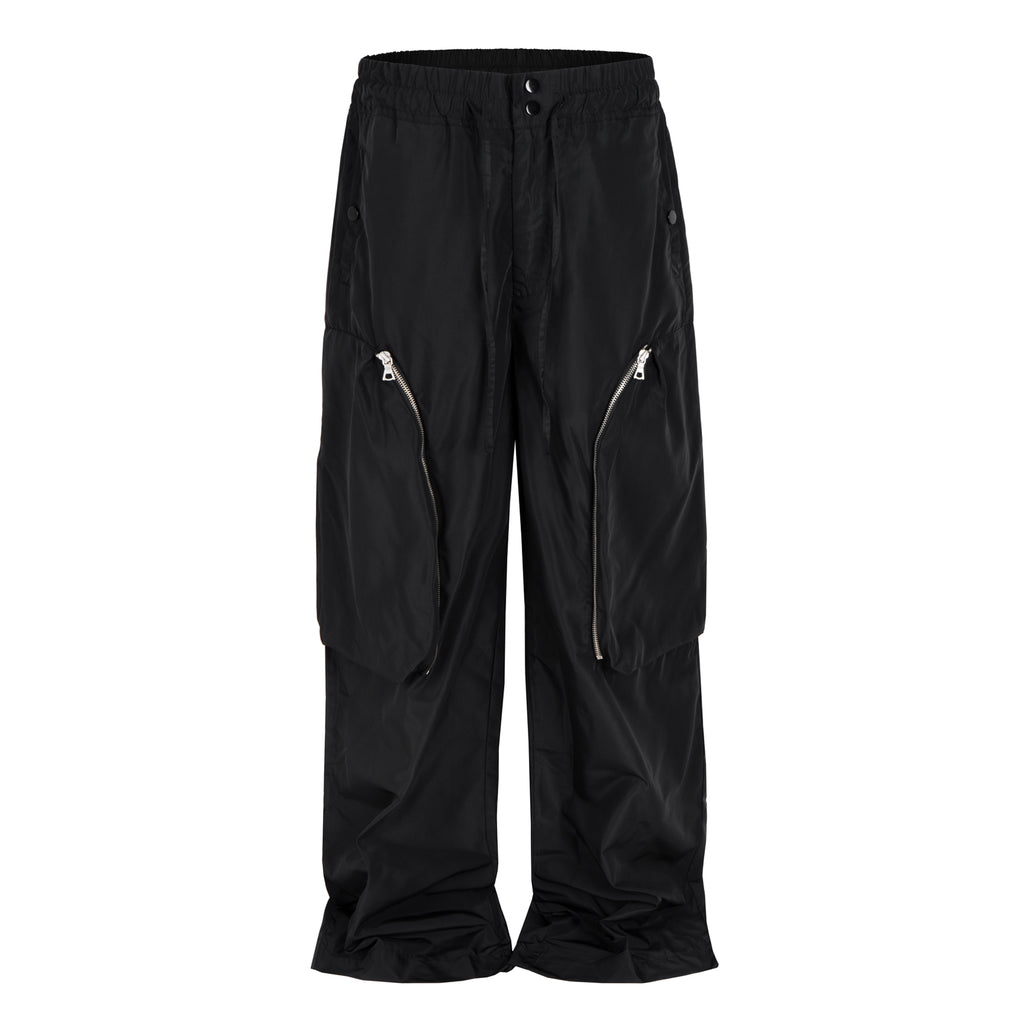 Dries Van Noten DVN Men's Spring And Summer Three-dimensional Cutting 3d Large Pockets Zipper Drawstring Nylon Work Pants Loose Straight Wide-leg Pants Casual Pants Ngvp #2469