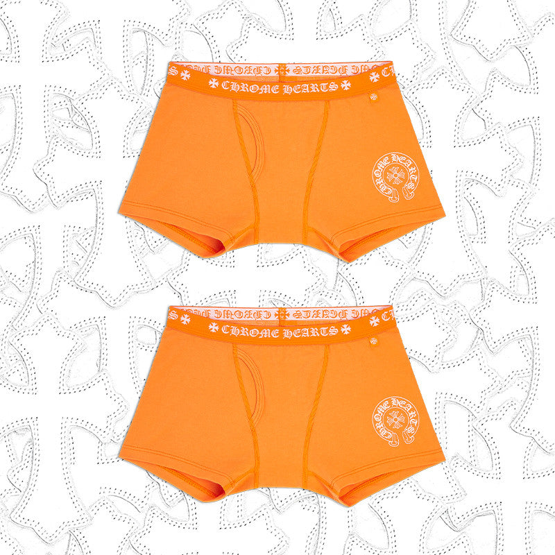 NlGO Chrome Hearts Men's And Women's Pure Color Sanskrit Print Cotton High Elasticity Boxer Briefs Underwear #77394