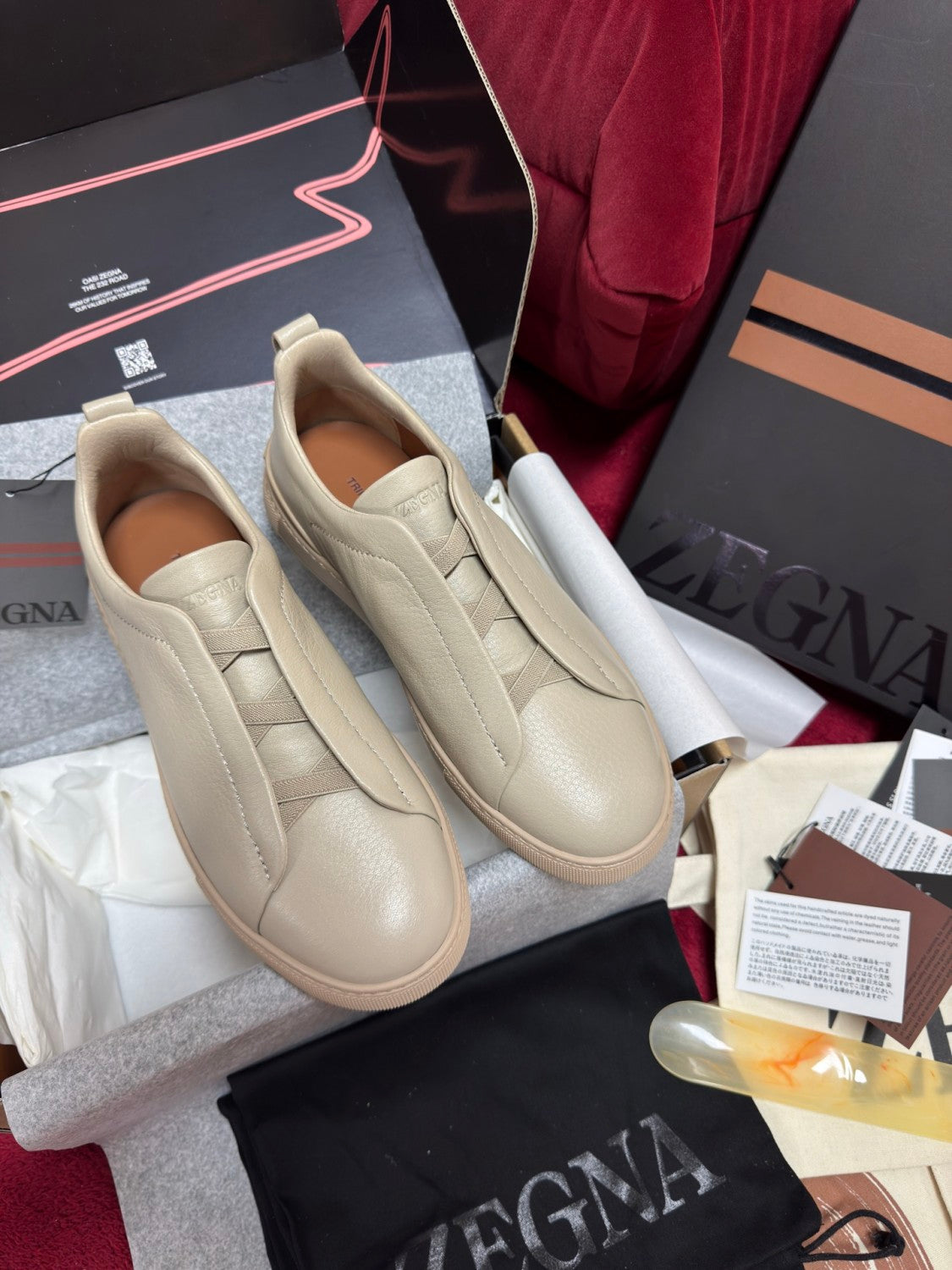 Ermenegildo Zegna TRIPLE STITCHâ„?SECONDSKIN Luxury Casual Shoes Men's All-Season Genuine Leather Fashion Footwear Lace-Free Comfort Shoes #81456