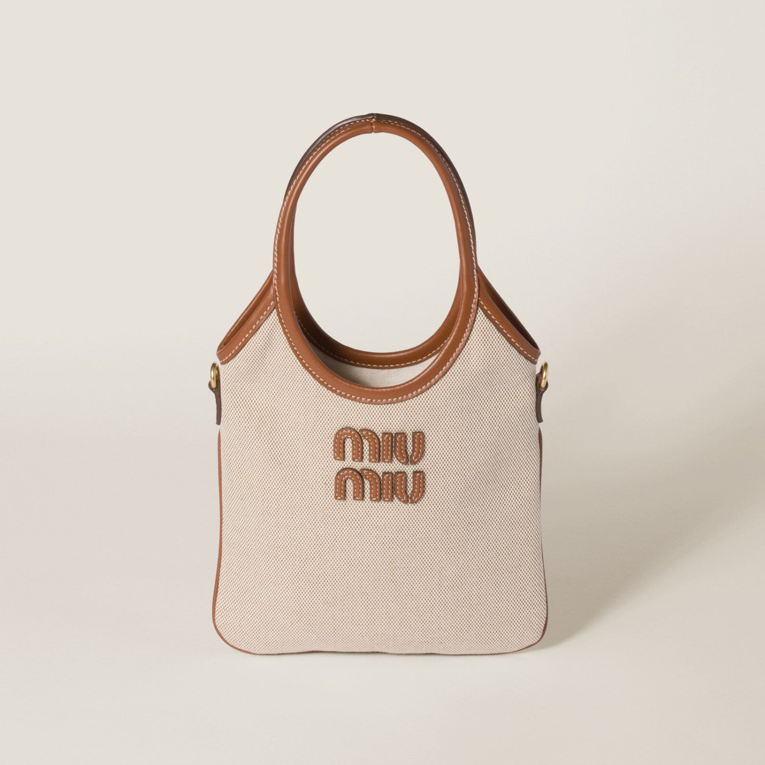 MiuMiu IVY Women's Solid Colour Embroidered Letter Print Canvas and Leather Handbag Tote Bag Bags #76817