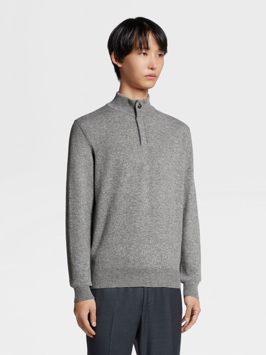 Ermenegildo Zegna Deep Foliage Mélange Color Oasi Cashmere Zipper Penguin Collar Sweater Men's Luxury Knitted Sweater Autumn And Winter Bottom Warm Fashion Trend Knitting Ngvp #2451