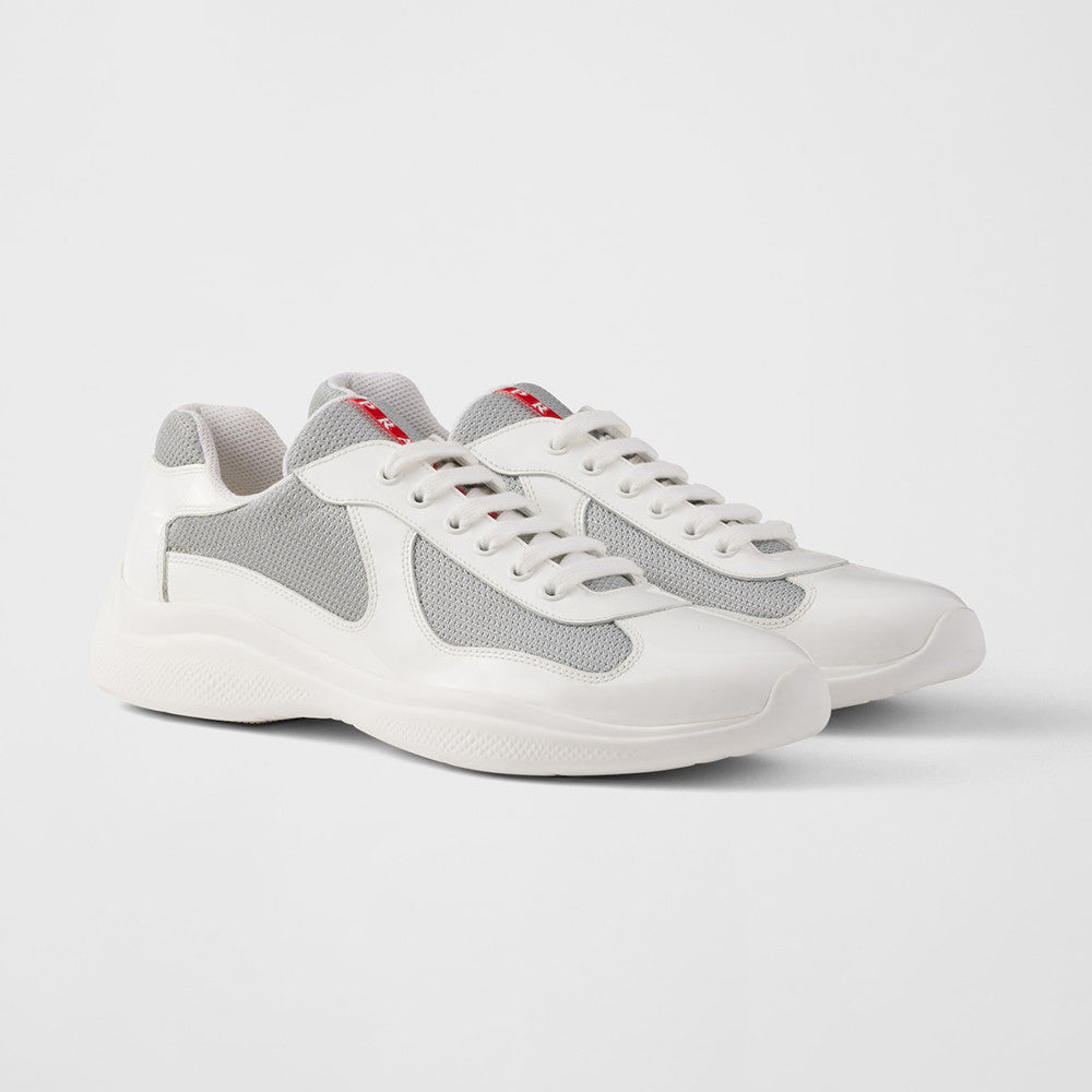 PRADA Black silver Patent Leather And Technical Fabric Prada America s Cup Sneakers #334570