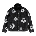 Denim Tears x Levi's Men's and Women's Autumn and Winter Black Leather Cotton Loop Logo Printed Lapel Single Breasted Long Sleeve Jacket Mid Calf Casual Pants Suit Set #74881