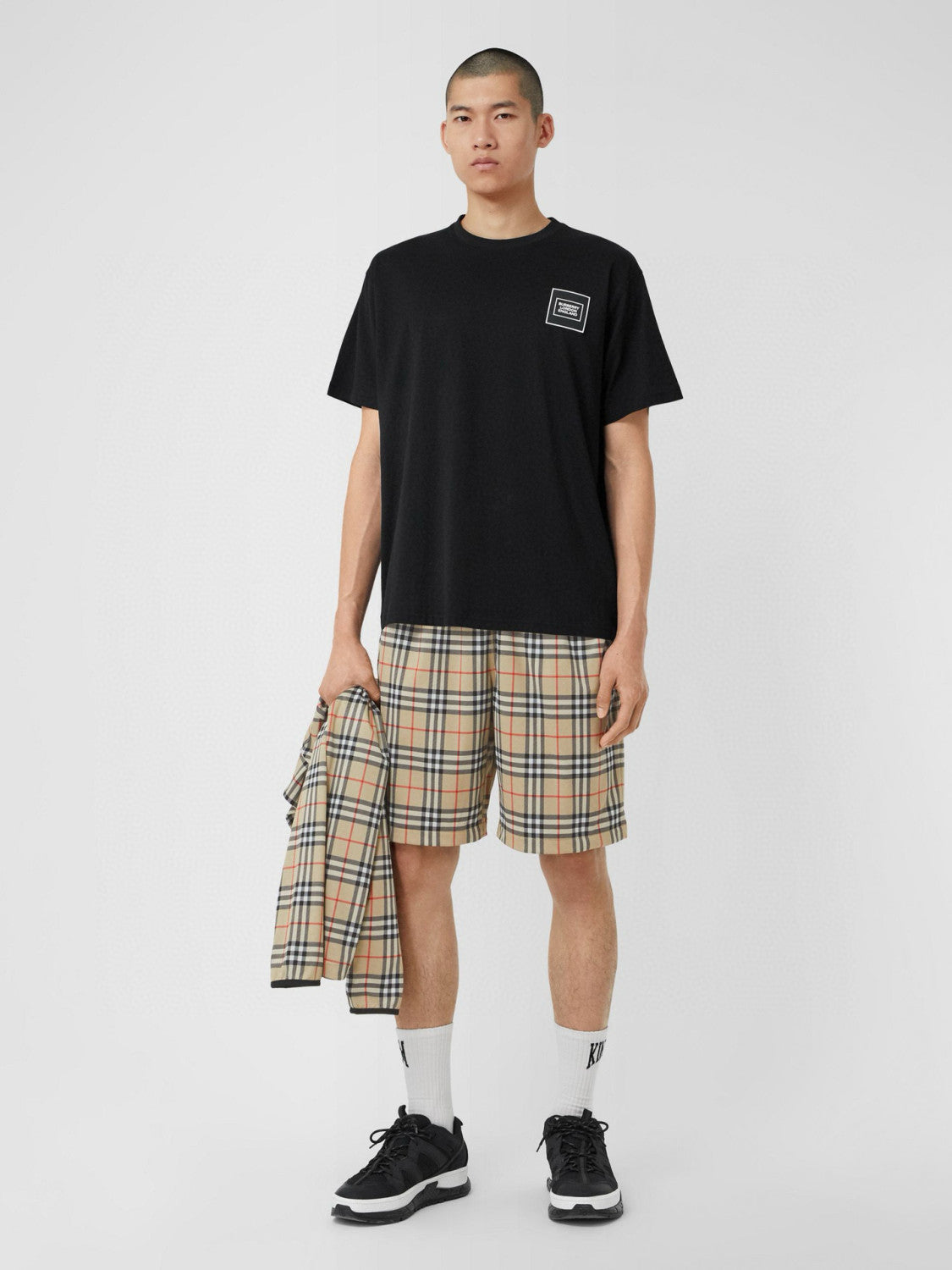 Burberry Men's Summer Colour Block Check Full Print Mid Waist Elasticated Shorts Pants #99212
