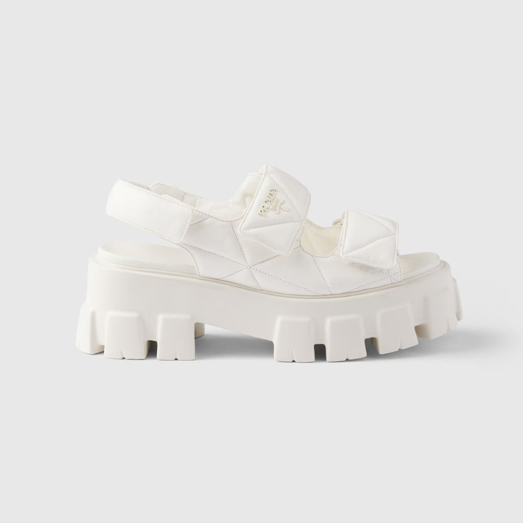 Prada Monolith Nappa Leather Sandals Women's Spring Summer Fashion Casual Solid Colour Sandals Buckle Thick Bottom Shoes #81217