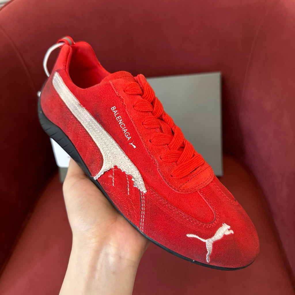 Balenciaga X Puma Women's Solid Suede Leather Low Top Lace Up Flat Sneakers Shoes #76734