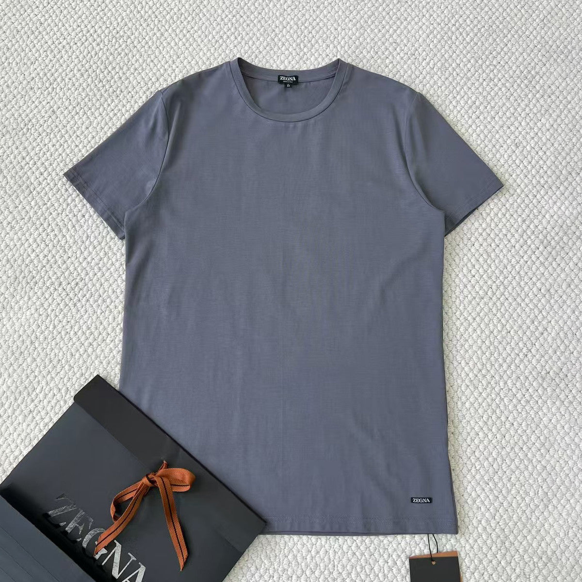 Ermenegildo Zegna Men's Summer Solid Color Cotton Crew Neck Short Sleeve T-Shirt - Breathable & Casual Summer Wear #75691
