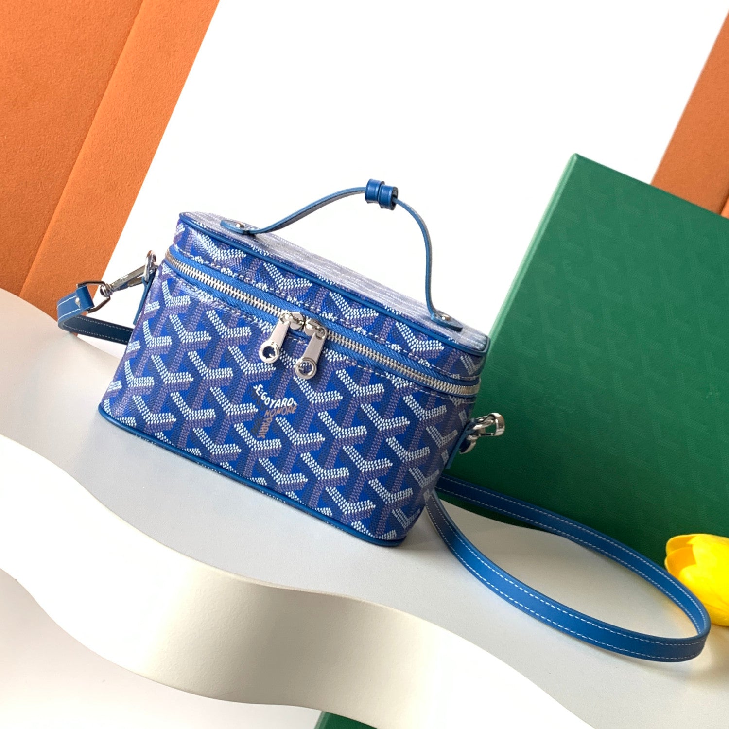 GOYARD MUSE Women's Fashion Classic Double Zip Closure Adjustable Strap Mini Makeup Bag Handbag Crossbody Bag Bags MUSEVAMINTY-09CL09P #79346