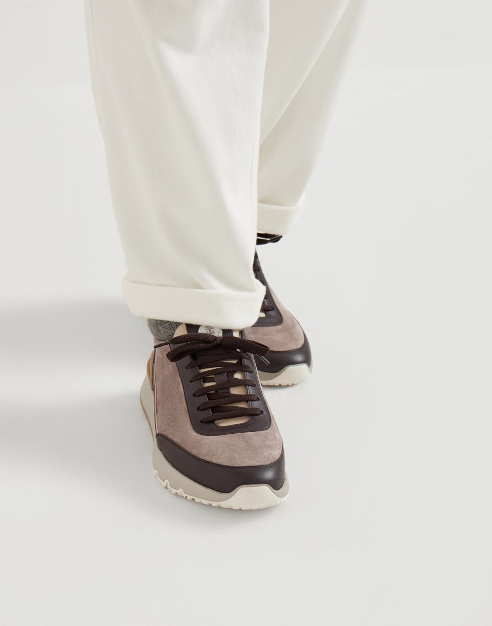 Brunello Cucinellia Suede and Calfskin Runners #375492