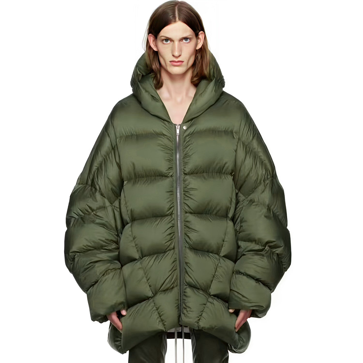 Rick Owens Women's Men's Fall And Winter Green Oversized Down Jacket Luxury Temperament Simple Trend Warm Down Jacket Ngvp #2498