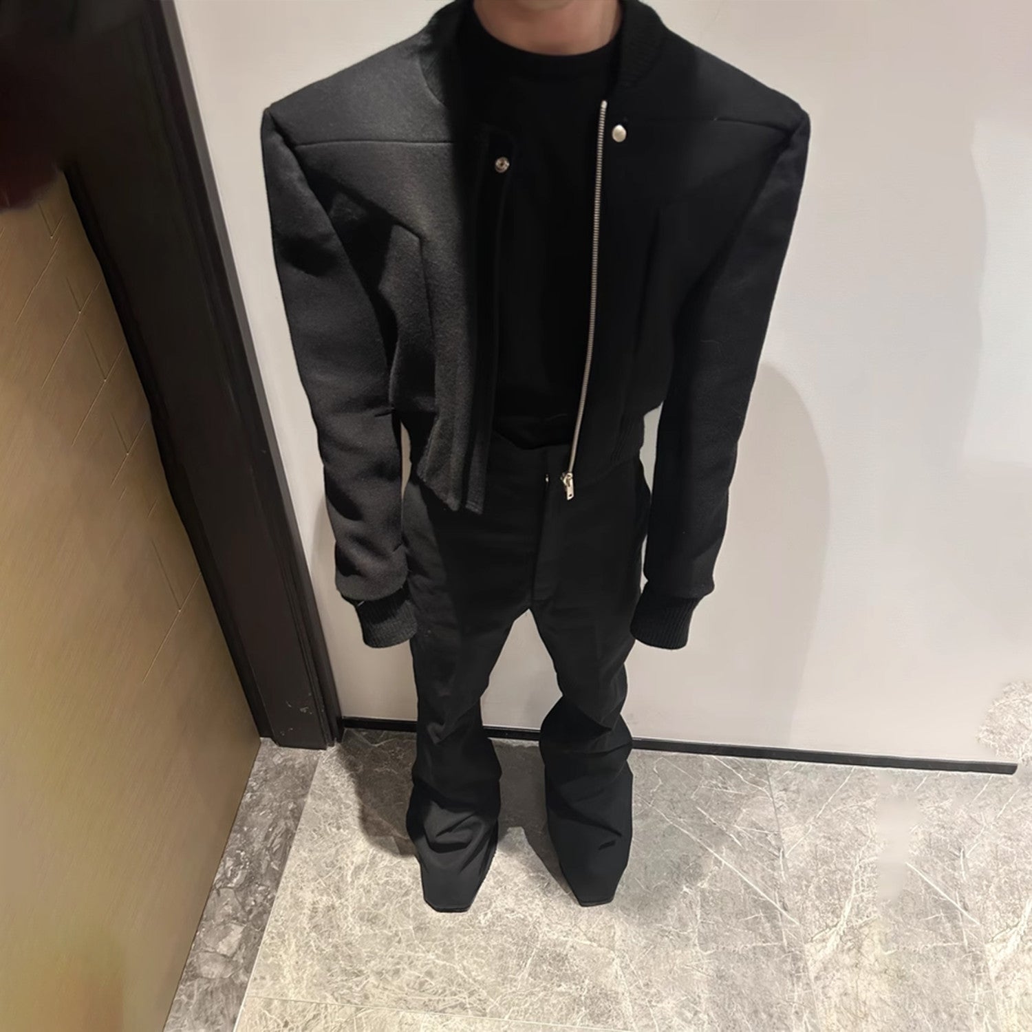 Rick Owens Men's Black Cotton Flared Trousers Spring And Autumn High Waist Trousers Loose Casual Fashion High Street Thin Trousers Pants Ngvp #9829