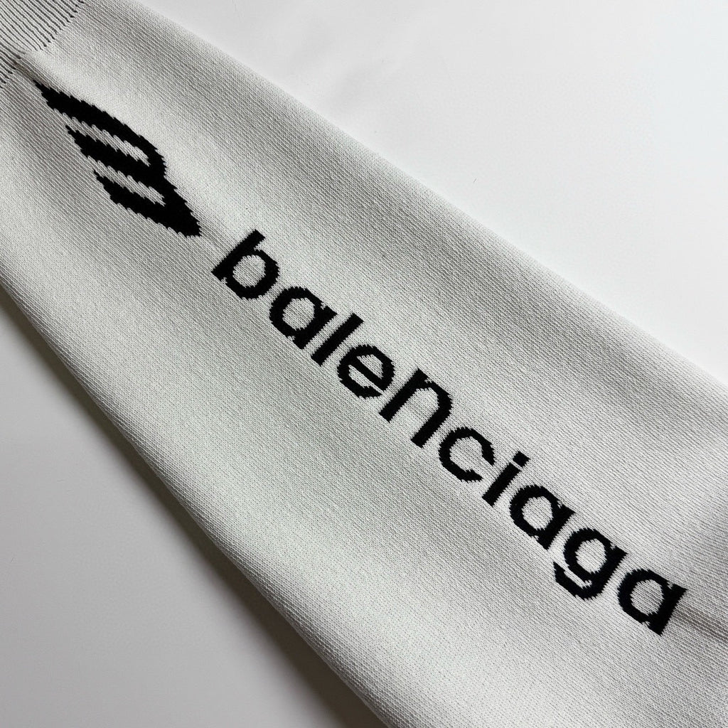 Balenciaga Men's 3B Sports Icon Ski Crewneck in White Black #334344