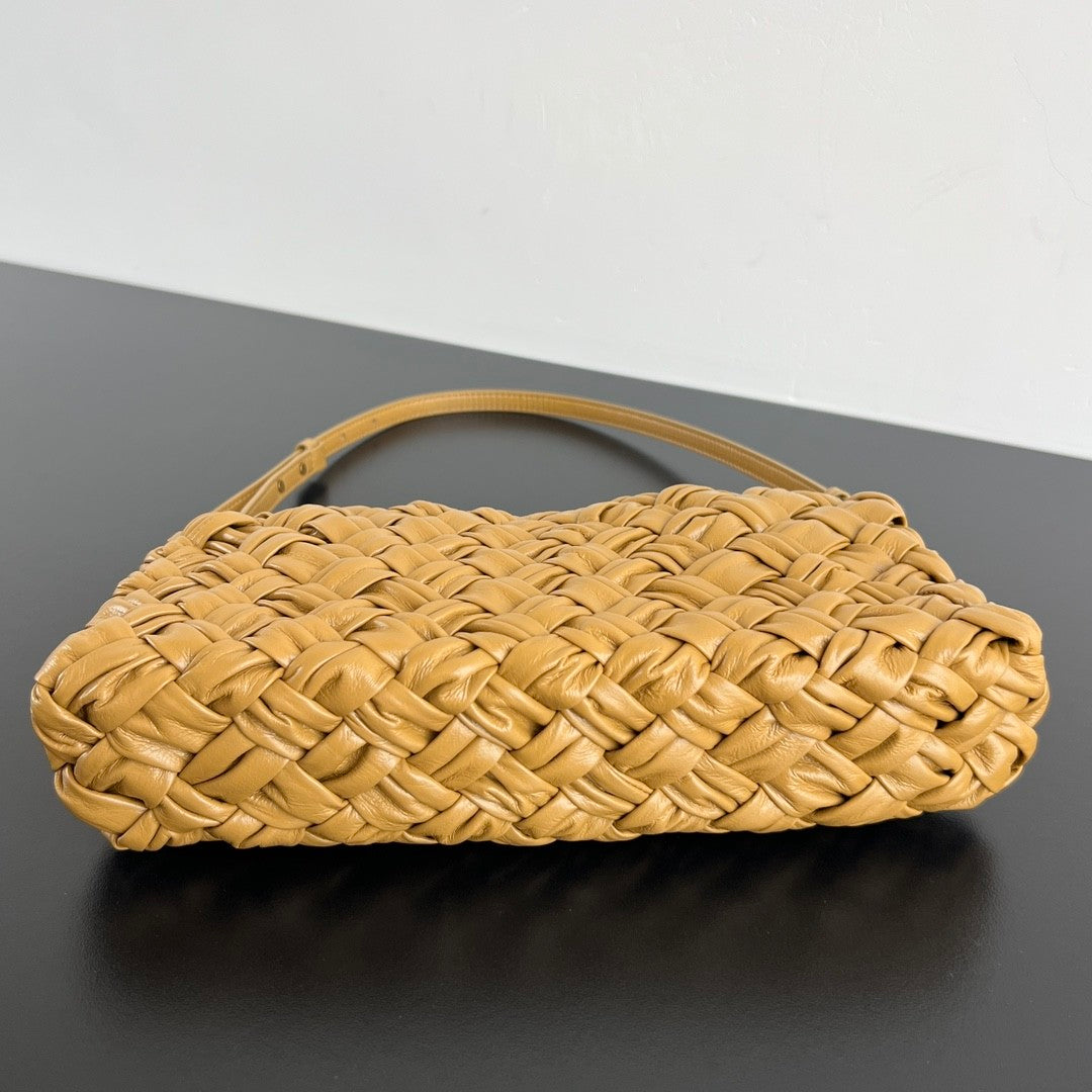 Bottega Veneta Kalimero Cha-Cha Women's Solid Color Zipper Closure Woven Cow Leather Tote Shoulder Bag Bags #75864