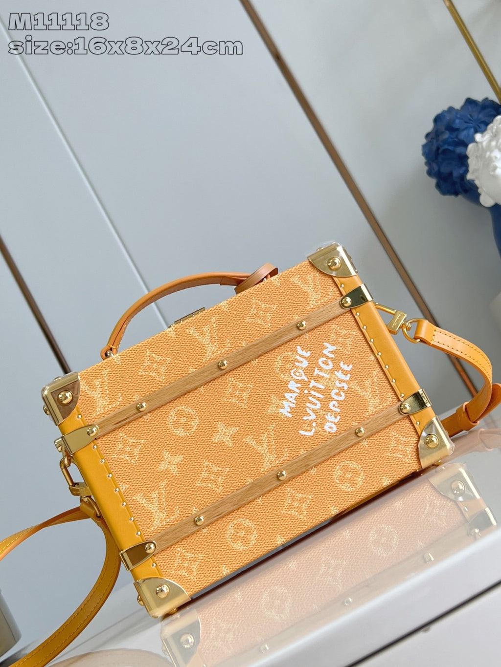 Louis Vuitton Handle Trunk Women's Solid Color Detachable Adjustable Shoulder Strap Buckle Closure Coated Canvas Box Bag Single Shoulder Crossbody Handbag Bags #77522