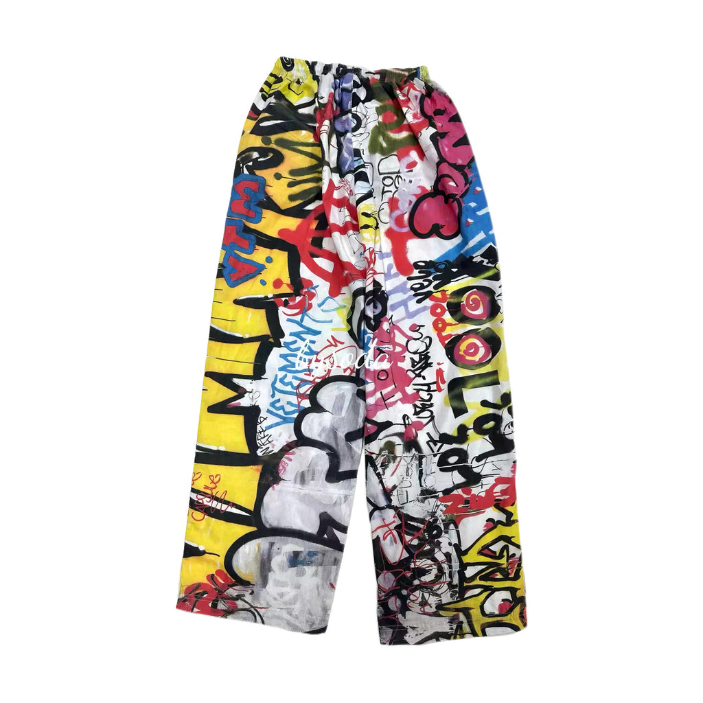 Vetements Men's Spring And Summer Digital Print Graffiti Wide-leg Pants Beenslackin The Same Opium Yvl Style High Street Trend Casual Pants Ngvp #2445