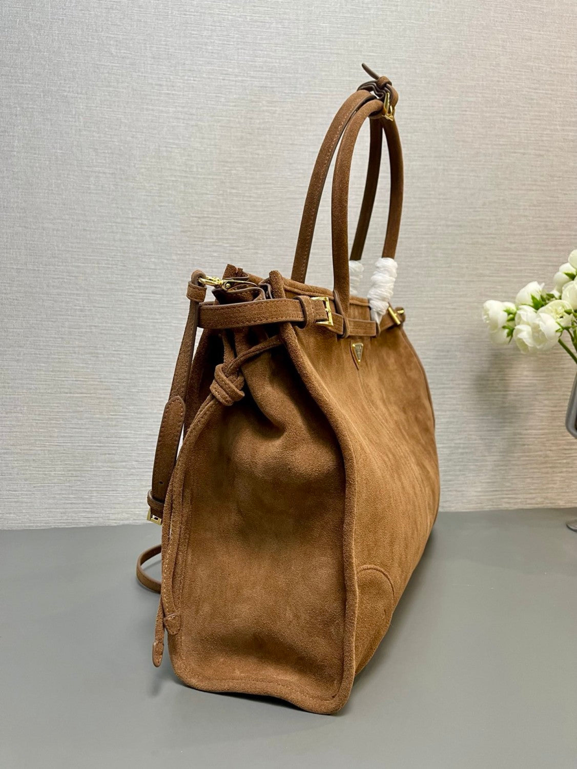 PRADA (42CM) LusGolf Oiled Leather 1BA439 Extra Large Portable Crossbody Bags Shoulder Bag Handbag #194092
