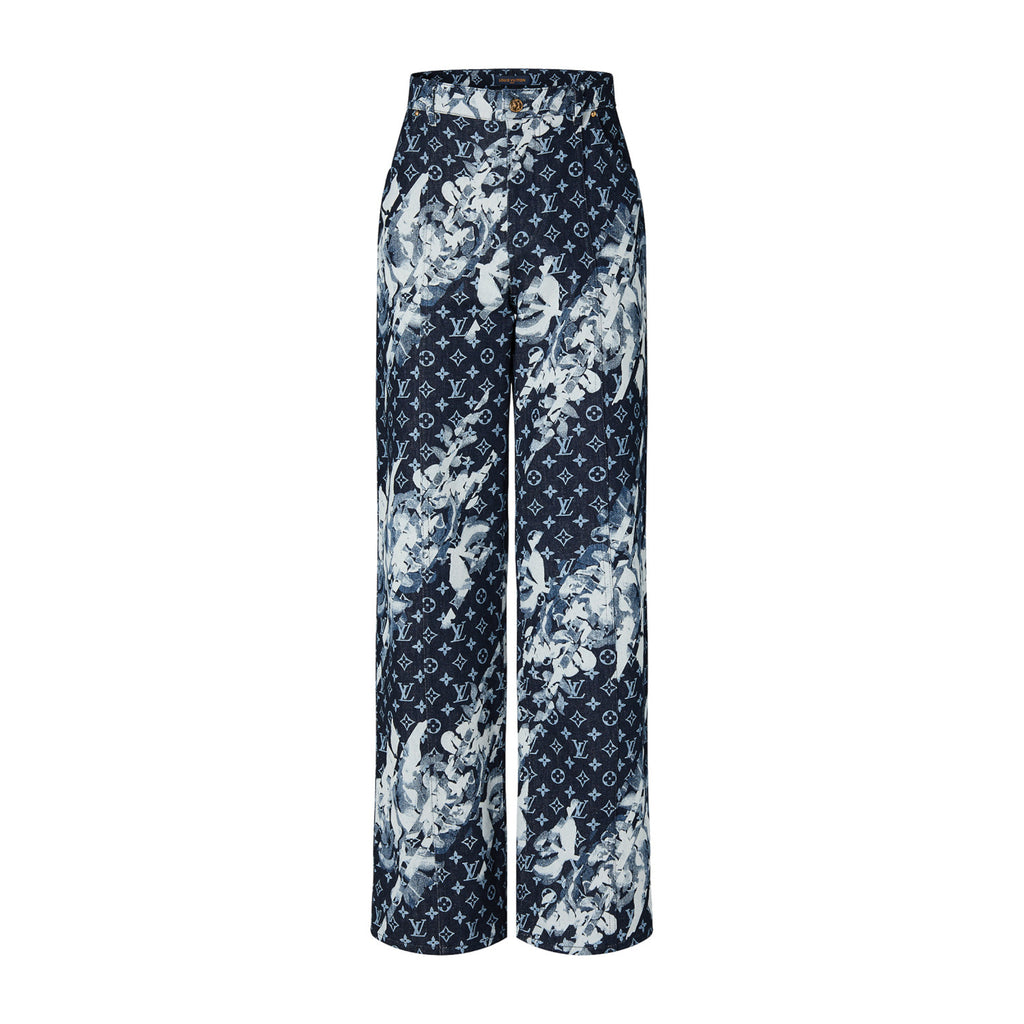 Louis Vuitton Men's Spring Autumn Letter Monogram Printed Denim Jacket Pants Set Suit #97341