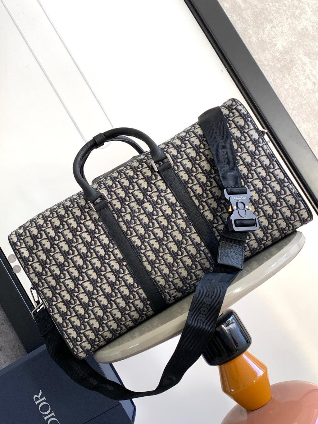 DIOR LINGOT 50 Men's and Women's Adjustable Shoulder Strap Letter Printed Leather Canvas Tote Travel Bag Bags #76472