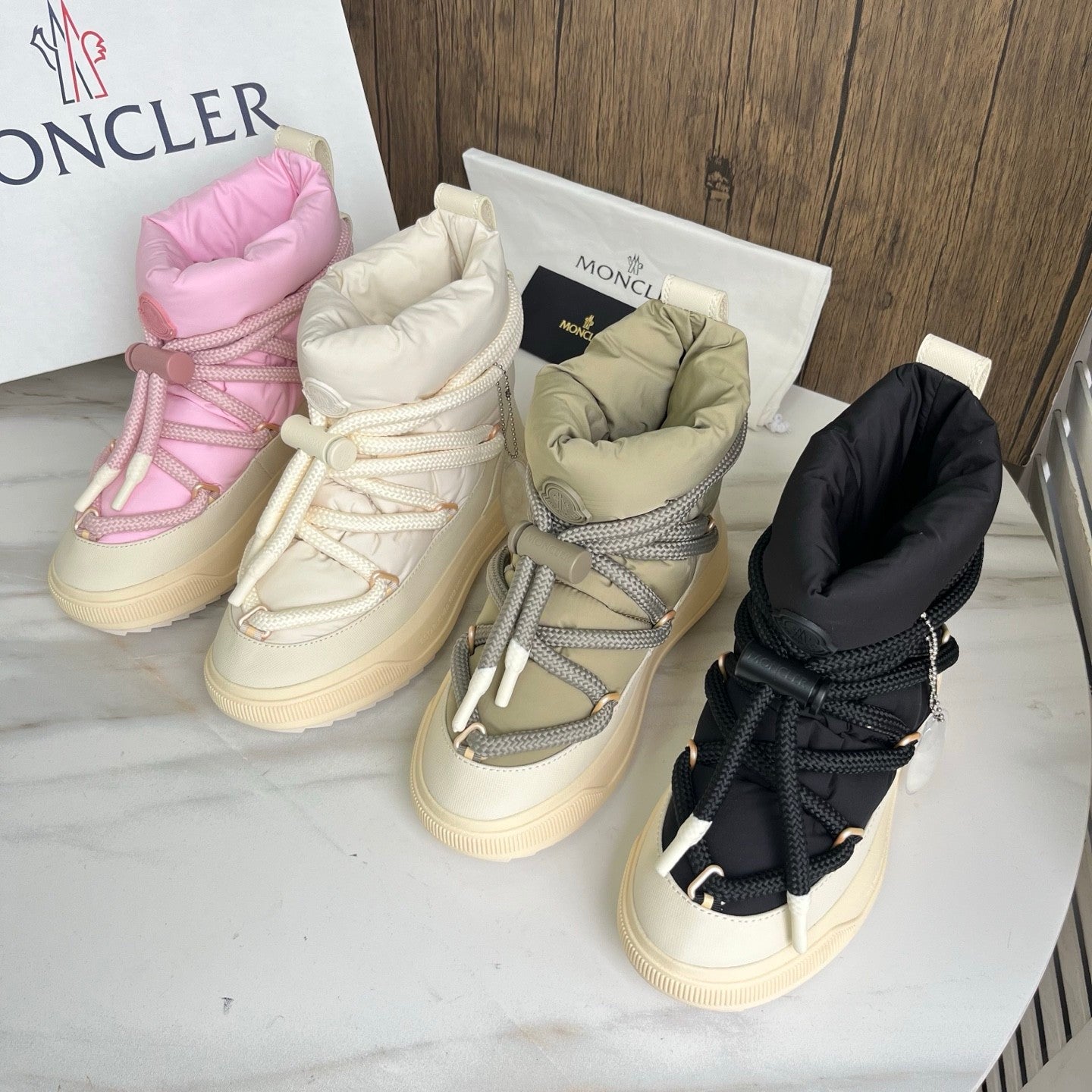 Moncler Altive Mid Women's Winter Fashion Casual Round Toe Slip On Drawstring High Top Down Filled Casual Boots Ski Boots Shoes #334177