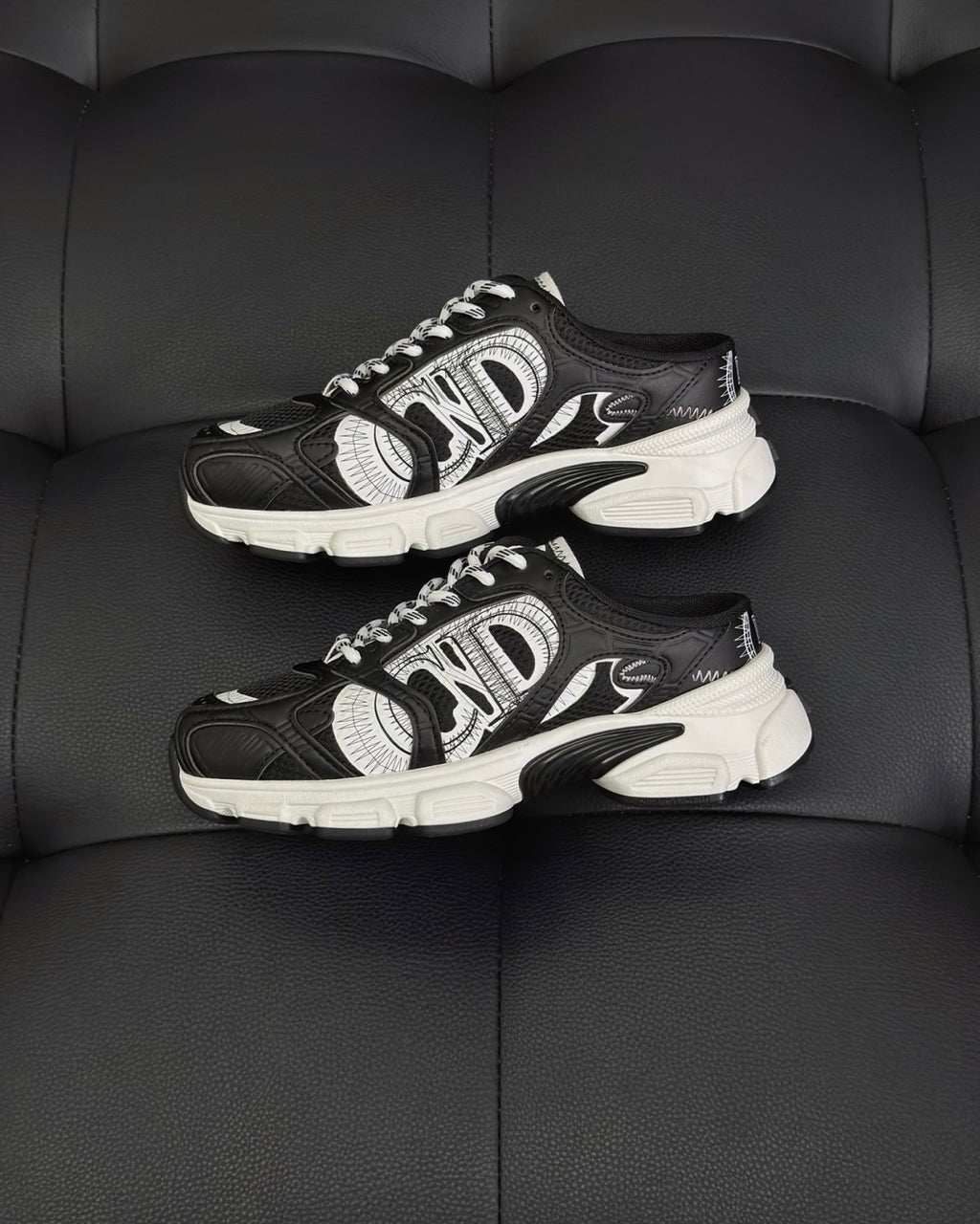 Dior Chrono Men's And Women's Spring And Autumn Color Block Round Toe Lace-up Slip-on Shoes. Made Of Mesh Fabric With Low-top Design Shoes #78134