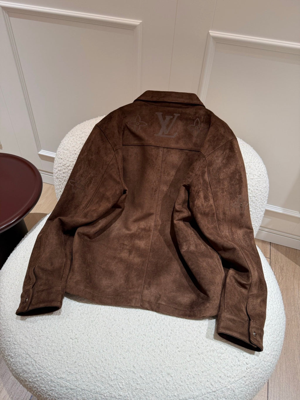 LOUIS VUITTON Monogram Embroidered Suede Overshirt #376523