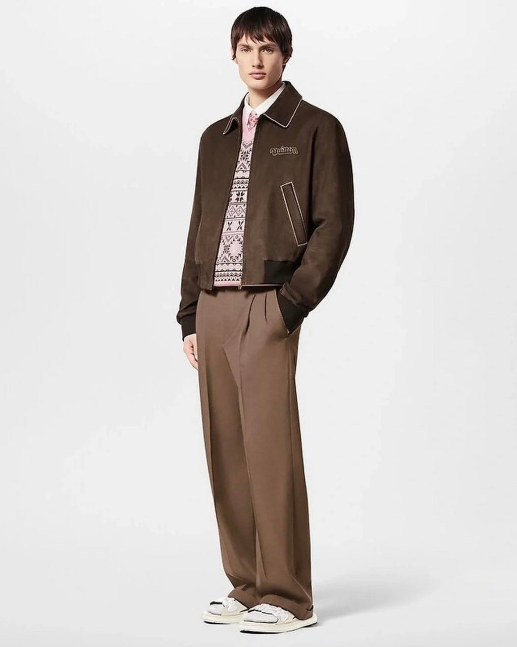 Louis Vuitton Men's Spring & Autumn Solid Color Button Mid Waist Straight Leg Casual Pants #73274
