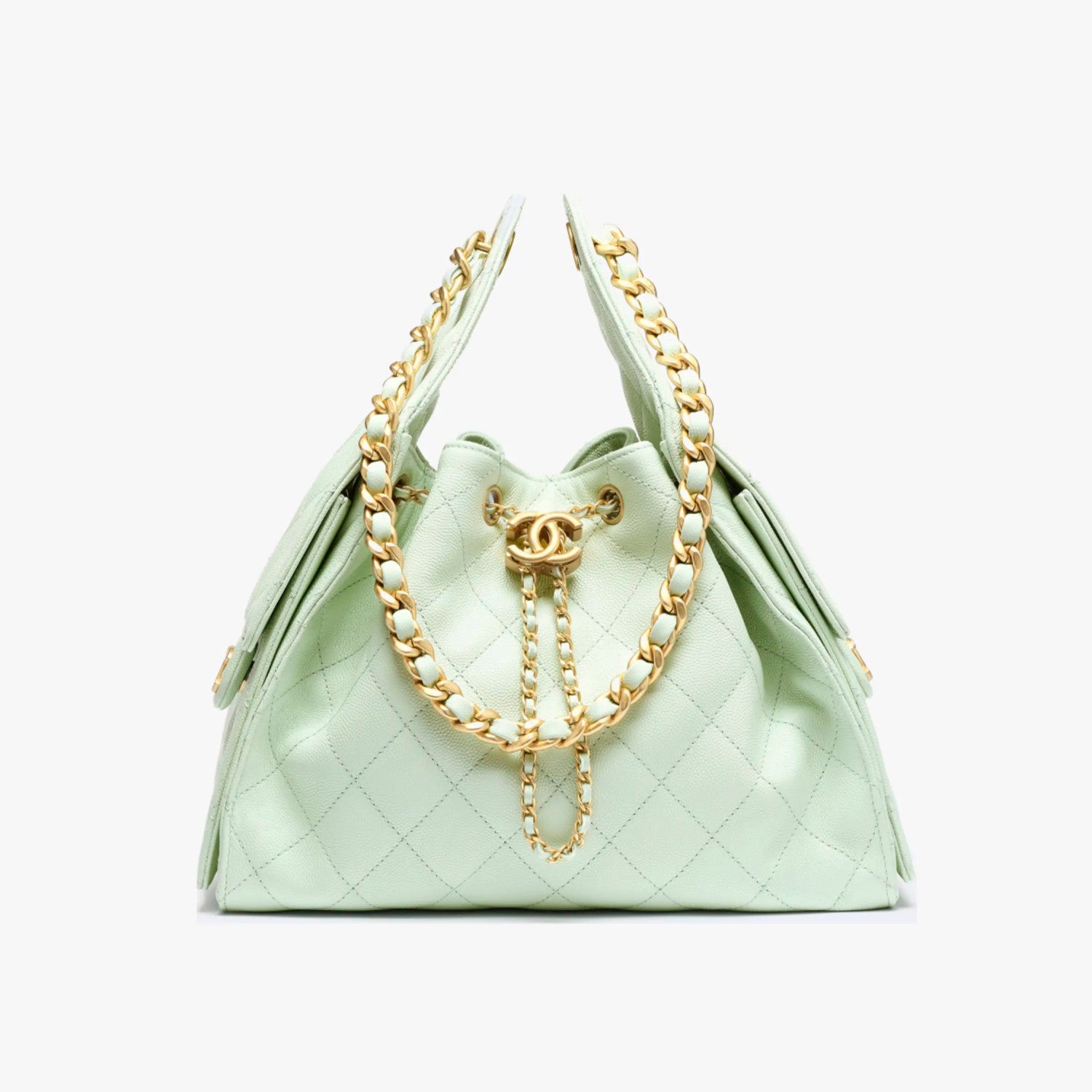 Chanel Women's Classic Double C Logo Solid Color Cowhide & Leather Tote Shoulder Bag Bags #77512